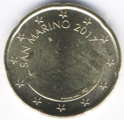 Сан-Марино 20 евроцентов 2017 год - Три башни Сан-Марино