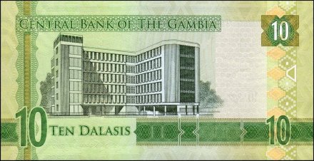 Гамбия 10 даласи 2015 года - Яйя Джамме. Священный ибис