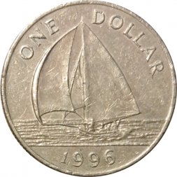 Бермудские острова 1 доллар 1996 год - Парусник