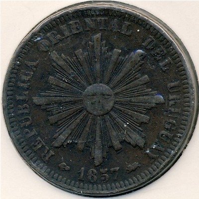 Уругвай 40 сентесимо 1857 год