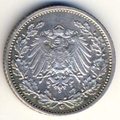 Германия 1/2 марки 1915 год (G)