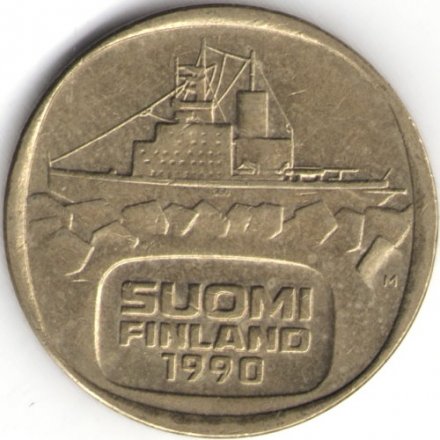 Финляндия 5 марок 1990 год - Ледокол Урхо