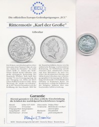 Монета Гибралтар 14 экю 1992 год