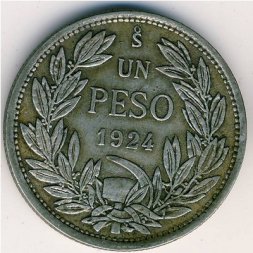 Чили 1 песо 1924 год