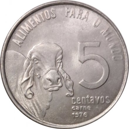 Бразилия 5 сентаво 1976 год - ФАО. Зебу (Без волн волос, за цифрой 5)
