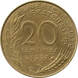 Франция 20 сантимов 1997 год - Марианна