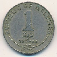 Монета Мальдивы 1 руфия 1982 год