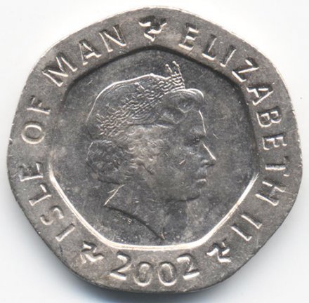 Остров Мэн 20 пенсов 2002 год - Монах-летописец аббатства Рушен