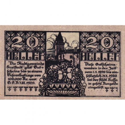 Австрия (нотгельд) 20 геллеров 1920 год - Фрайштадт - XF+