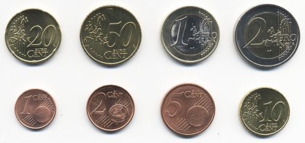 Набор из 8 евромонет Греция 2002 год