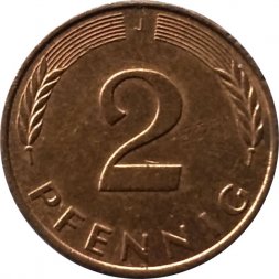 ФРГ 2 пфеннига 1989 год (J)