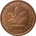 ФРГ 1 пфенниг 1988 год (D)