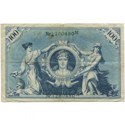 Германия 100 марок 1908 год (зеленая печать) - F