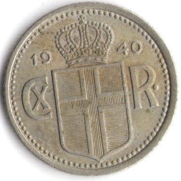 Исландия 10 эйре 1940 год
