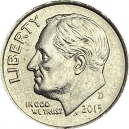 США 1 дайм (10 центов) 2015 год - Франклин Рузвельт (D)