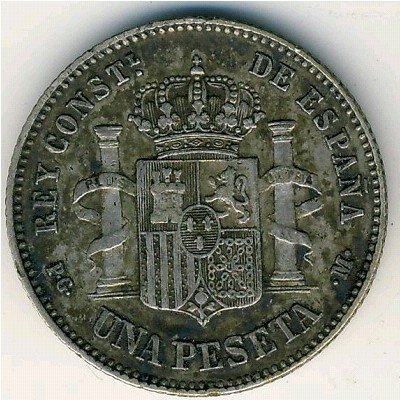Испания 1 песета 1891 год