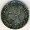 Испания 1 песета 1891 год