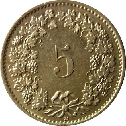 Швейцария 5 раппенов 1998 год