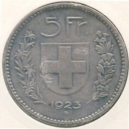 Швейцария 5 франков 1923 год