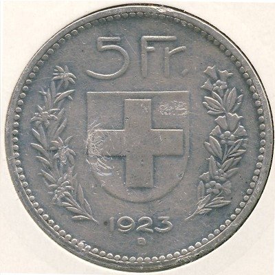 Швейцария 5 франков 1923 год