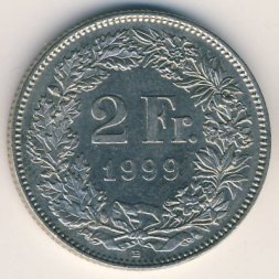 Швейцария 2 франка 1999 год