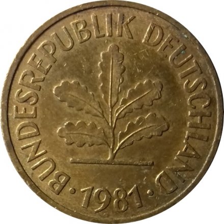 ФРГ 5 пфеннигов 1981 год - F