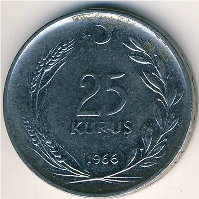Турция 25 куруш 1966 год