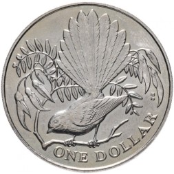 Монета Новая Зеландия 1 доллар 1980 год - Птица веерохвостка