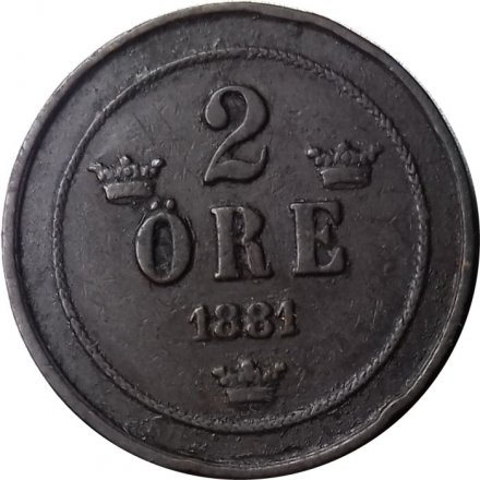 Швеция 2 эре 1881 год
