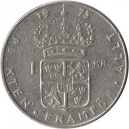 Швеция 1 крона 1973 год - Король Густав VI Адольф