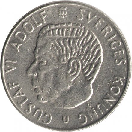 Швеция 1 крона 1973 год - Король Густав VI Адольф