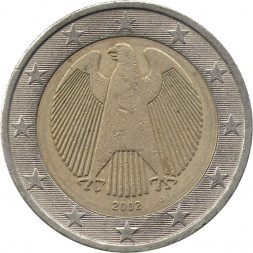 Германия 2 евро 2002 год - Орёл (J)