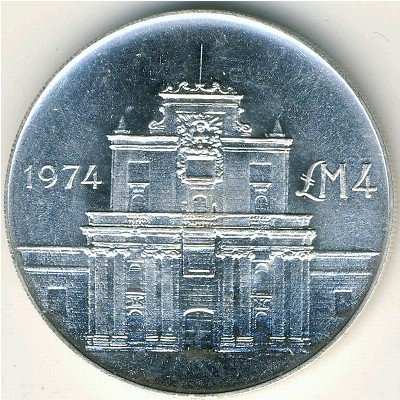Мальта 4 фунта 1974 год - Ворота Коттонеры