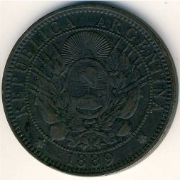 Аргентина 2 сентаво 1889 год