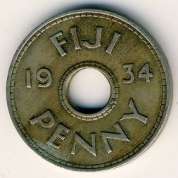 Фиджи 1 пенни 1934 год