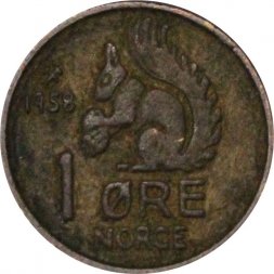 Норвегия 1 эре 1958 год