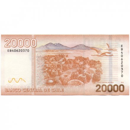 Чили 20000 песо 2014 год - Андрес Бельо UNC