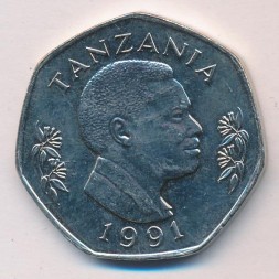 Танзания 20 шиллингов 1991 год Слон