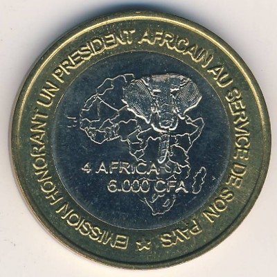 Камерун 6000 франков 2003 год - Поль Бийя