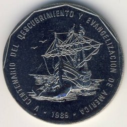 Доминиканская республика 1 песо 1989 год
