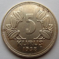 Турция 5 куруш 1938 год