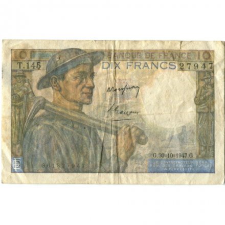 Франция 10 франков 1947 год - VF