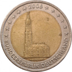 Германия 2 евро 2008 год - Федеральная земля Гамбург (J)