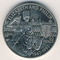 Монета Остров Святой Елены 50 пенсов 1997 год