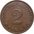 ФРГ 2 пфеннига 1958 год (F)