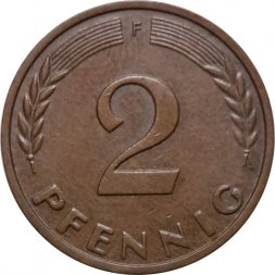ФРГ 2 пфеннига 1958 год (F)
