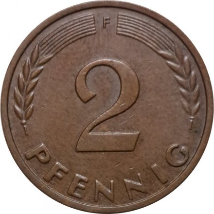 ФРГ 2 пфеннига 1958 год (F)