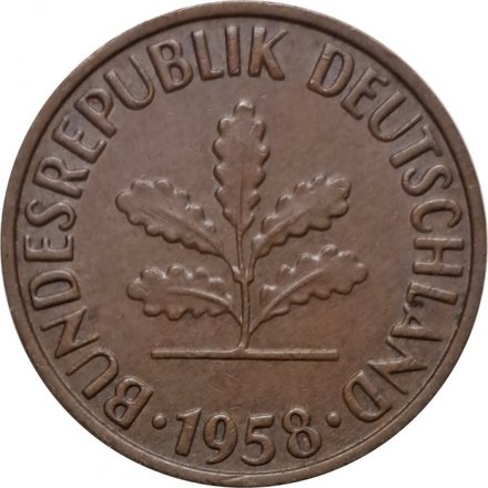 ФРГ 2 пфеннига 1958 год (F)