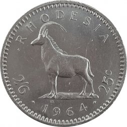 Родезия 2 1/2 шиллинга 1964 год - Чёрная антилопа