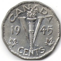 Канада 5 центов 1945 год